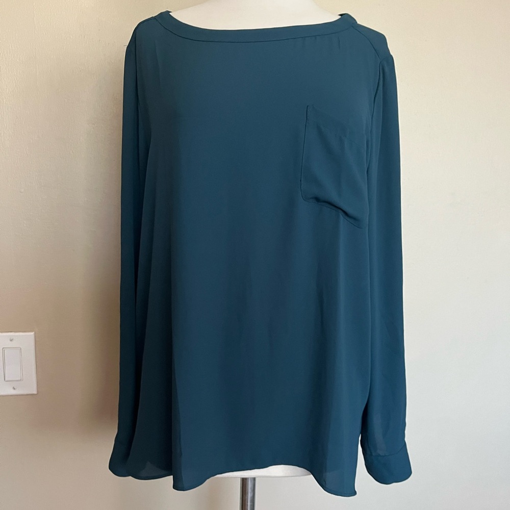 LOFT Deep Teal Blouse with Pocket